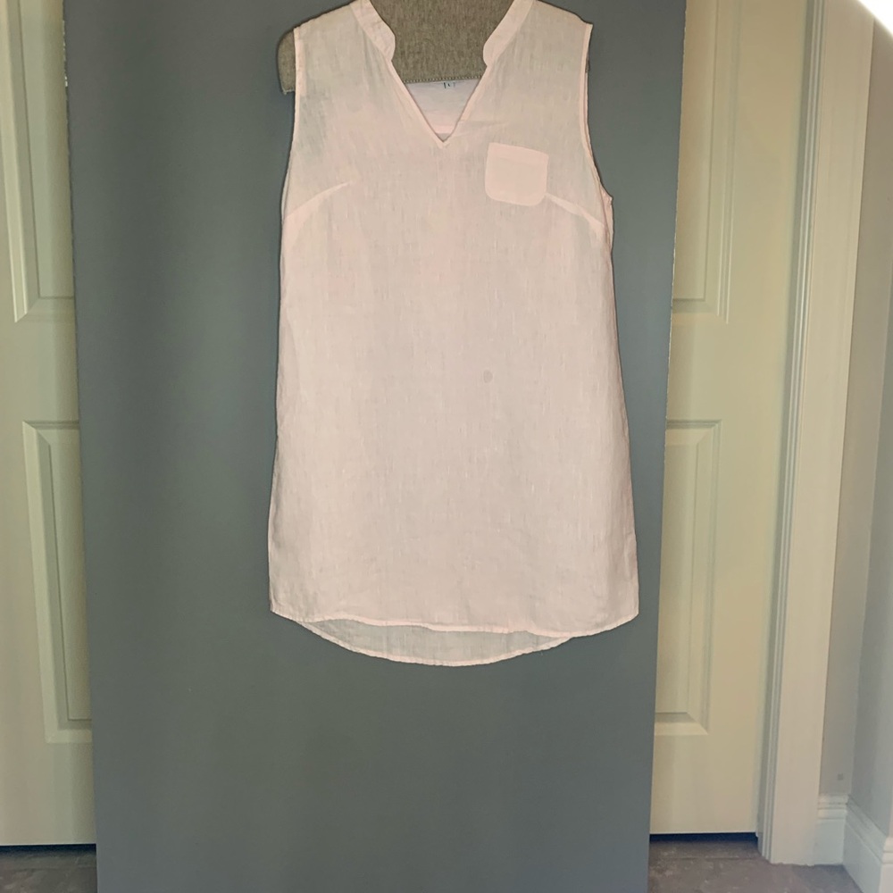 Pink Linen Popover Dress